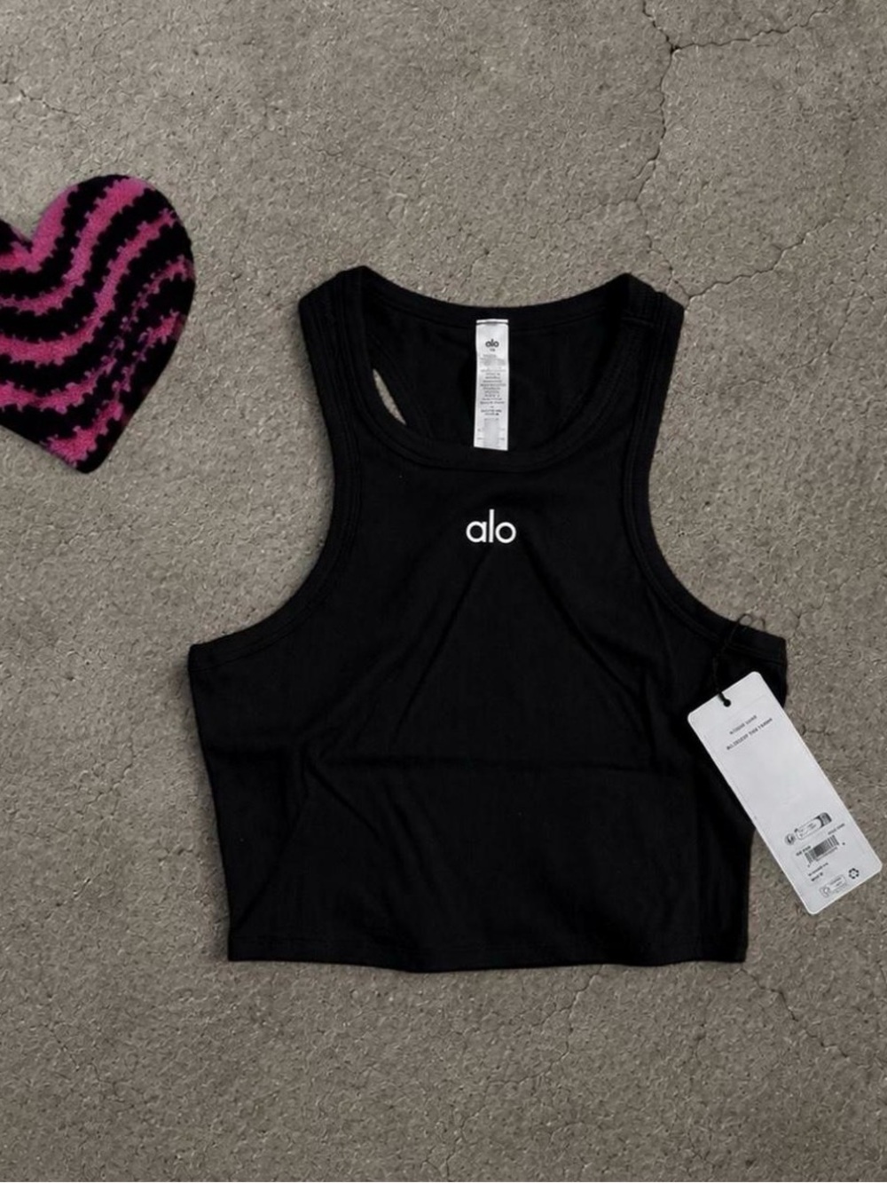 ALO Yoga Black Cropped Racerback Tank